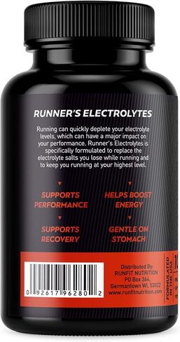 Runner's Electrolytes - Stop Cramps Now - Boosts Endurance & Stops Muscle Fatigue - Salt Electrolyte Pills - Boosts Hydration - Replenishes Exact Electrolytes Lost While Running - 100 Capsules in Saudi Arabia
