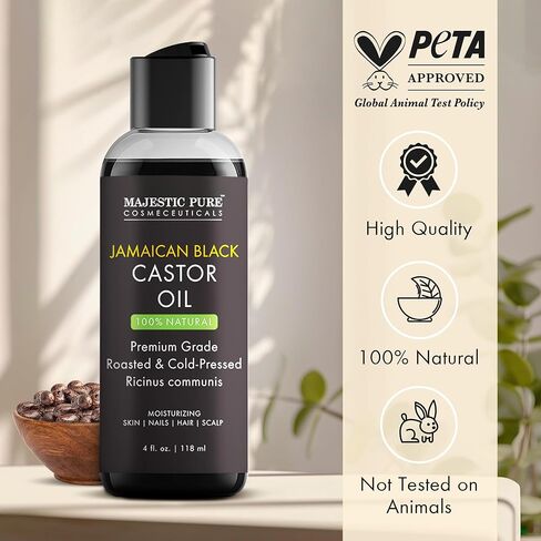 MAJESTIC PURE Pure Jamaican Black Castor Oil for Hair Care, Strengthening, Nourishing, and Volumizing Formula - Non GMO Verified, 16 Fl Oz in Saudi Arabia