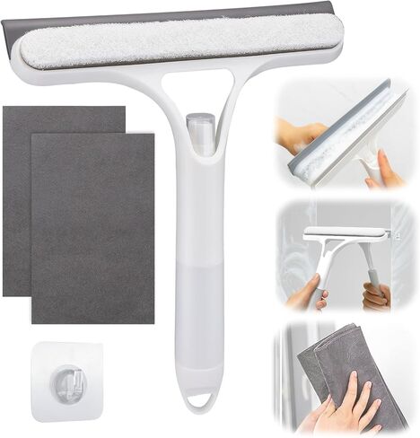 XANGNIER Window Cleaner Tool Kit,2026 3 in 1 Window Cleaning Scraper with Spray,Thickened Magic Cleaning Cloth,Window Scrubber Cleaning Squeegee for Glass,Mirror,Shower Doors,Car Windshields(White) in Saudi Arabia