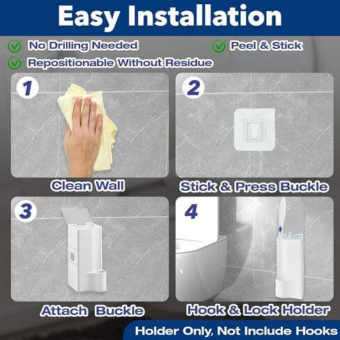 حامل مرحاض مكون من عبوتين متوافق مع عصا كلوركس للمراحيض فقط، مثبت على الحائط موفر للمساحة وتخزين قائم بذاته لمنصات التنظيف التي تستخدم لمرة واحدة - اختيار مثالي لعصا المرحاض in Kuwait