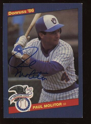 1986 Donruss Action All Star Baseball #39 Paul Molitor Autographed EX+ - Baseball Slabbed Autographed Cards in Saudi Arabia