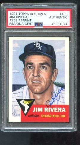 1991 Topps Archives 1953 #156 Jim Rivera Autograph Auto PSA/DNA Card Baseball - Baseball Slabbed Autographed Cards in Saudi Arabia