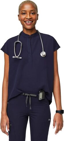 FIGS Rafaela Oversized Scrub Top for Women — Black, XS in Saudi Arabia