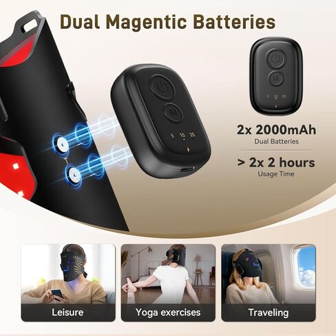 HSA FSA Gracekey Red Light Therapy for Face, 4-in-1 Colors LED Facial Light Therapy Mask, Dual 2000mAh Rechargeable Light Therapy with Timer for Home Use in Saudi Arabia