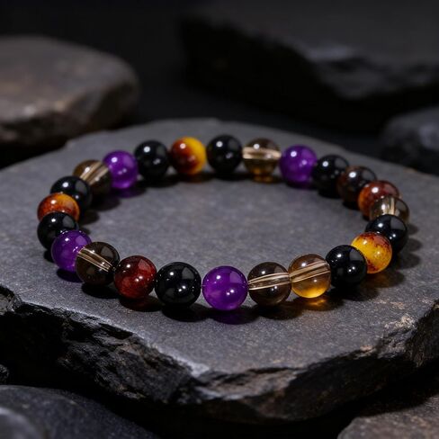 Crystal Bracelet Amethyst & Citrine Career & Wealth Bracelet – Success & Abundance, White Purple Yellow, Business & Office, Gift for Men in Saudi Arabia