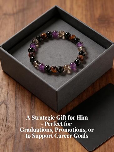 Crystal Bracelet Amethyst & Citrine Career & Wealth Bracelet – Success & Abundance, White Purple Yellow, Business & Office, Gift for Men in Saudi Arabia