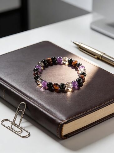 Crystal Bracelet Amethyst & Citrine Career & Wealth Bracelet – Success & Abundance, White Purple Yellow, Business & Office, Gift for Men in Saudi Arabia