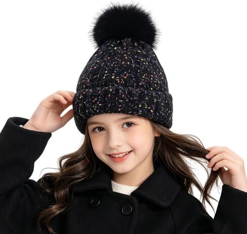 قبعة شتوية متماسكة للفتيات والنساء الوالدين والطفل مع بطانة من الصوف الصناعي الدافئ in Kuwait