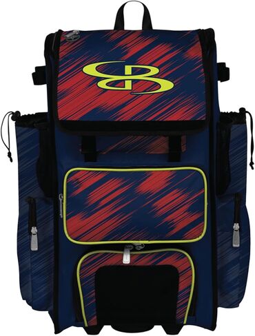 Boombah Rolling Superpack 2.0 Scratch Baseball/Softball Gear Bag - 23-1/2" x 13-1/2" x 9-1/2" - Multiple Colors - Telescopic Handle and Holds 4 Bats - Wheeled Version in Saudi Arabia