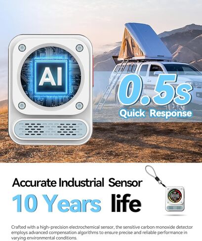 كاشف أول أكسيد الكربون المحمول للسفر ، شاشة Magnetic 3-in-1 مع مستشعر HUM CO Temp ، بطارية قابلة للاستعداد 200 ساعة ، إنذار بصوت عالٍ إلى RV ، السيارة ، خيمة ، فندق in Kuwait