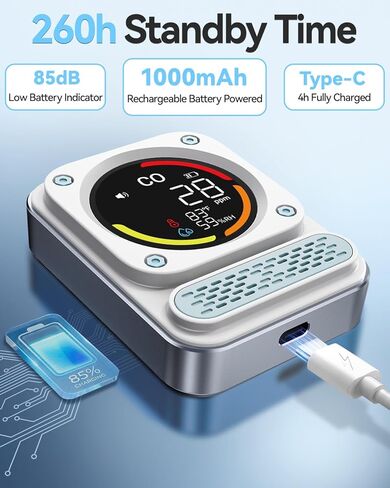 كاشف أول أكسيد الكربون المحمول للسفر ، شاشة Magnetic 3-in-1 مع مستشعر HUM CO Temp ، بطارية قابلة للاستعداد 200 ساعة ، إنذار بصوت عالٍ إلى RV ، السيارة ، خيمة ، فندق in Kuwait