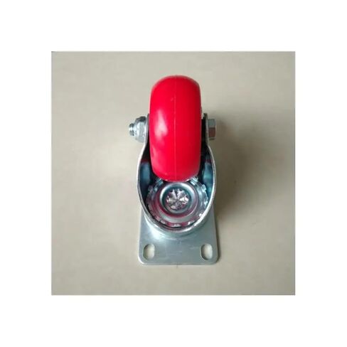 1 piece Caster 3-inch Iron core PU Swivel Wheel with Brake Medium red Round Rubberized Caster in Saudi Arabia
