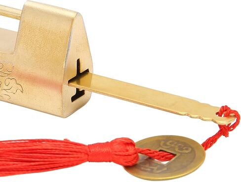 Antique Padlock, Brass Carved Chinese Old Padlock with Key, Vintage Decorative Exquisite Brass Fish Horizontal Padlock for Jewelry Box, Cabinet, Antique Wooden Box, Home in Saudi Arabia