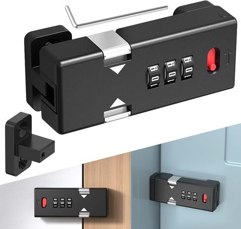 Keyless Cabinet Lock,Cabinet Password Locks with Luminous,3-Digit Combination Door Lock for Drawers, Barn Door, Bathroom, Outdoor, Closet, Fence,Protect Privacy(1PCS,Black) in Saudi Arabia
