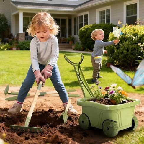 Dreamon Kids Gardening Tools & Bug Catcher Kit, 2-in-1 Outdoor Toys with Wheelbarrow and Bug House, STEM Educational Toys for 3 Year Old, Birthday Gifts Outdoor Gifts for Kids 3-5 in Saudi Arabia