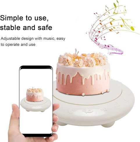 Electric Motorized Rotating Turntable Display Stand with Music, Automatic Revolving Cake Turntable for Birthday Party - Multi-Purpose Electric Cake Stand in Saudi Arabia