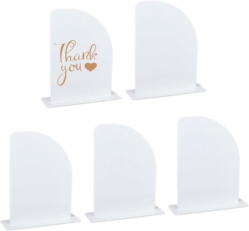 MAYJOYDIY 5 Pack Black Acrylic Half Arch Sign with Stand DIY Blank Wedding Memory Sign Place Card Table Number Stand for Ceremony Reception Birthday Parties Large-Scale Activities in Saudi Arabia