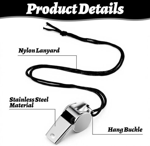 100 Pack Whistles Bulk Stainless Steel, Silver Referee Whistle with Lanyard Metal Loud Whistle for Coaches Referees Sports Training in Saudi Arabia