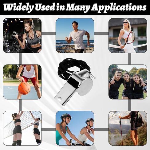 100 Pack Whistles Bulk Stainless Steel, Silver Referee Whistle with Lanyard Metal Loud Whistle for Coaches Referees Sports Training in Saudi Arabia