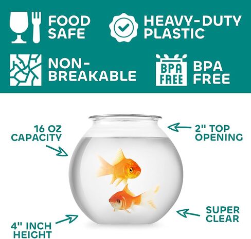 JoyServe 16 Oz Plastic Fish Bowl (12 Pack) 4 Inch Heavy Duty Plastic Ivy Bowls, for Candy, Carnival Games, Prizes, Centerpieces and Party Decoration Supplies, BPA-Free in Saudi Arabia