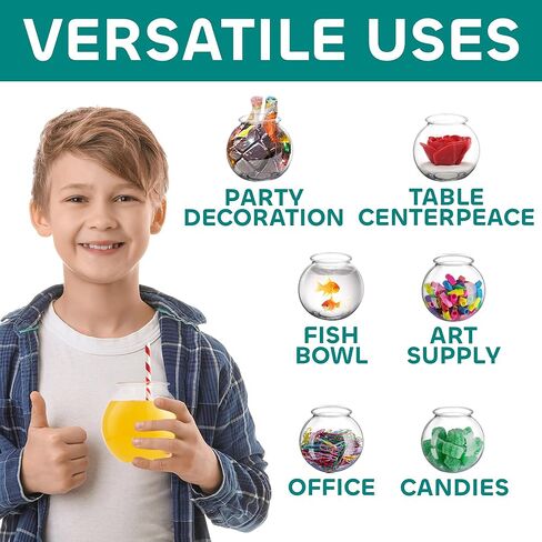 JoyServe 16 Oz Plastic Fish Bowl (12 Pack) 4 Inch Heavy Duty Plastic Ivy Bowls, for Candy, Carnival Games, Prizes, Centerpieces and Party Decoration Supplies, BPA-Free in Saudi Arabia