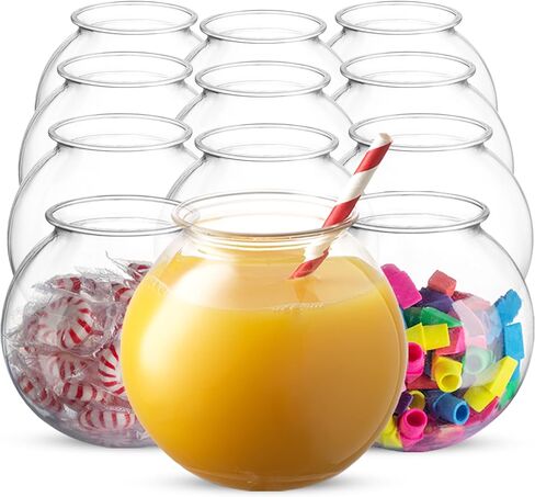 JoyServe 16 Oz Plastic Fish Bowl (12 Pack) 4 Inch Heavy Duty Plastic Ivy Bowls, for Candy, Carnival Games, Prizes, Centerpieces and Party Decoration Supplies, BPA-Free in Saudi Arabia