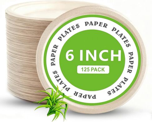 Disposable Paper Plates, 6 inch Heavy Duty Paper Plate, Soak and Cut Proof, Natural Biodegradable Bagasse Plates for Microwave, Dinner, Party, Picnic,50 Pack in Saudi Arabia