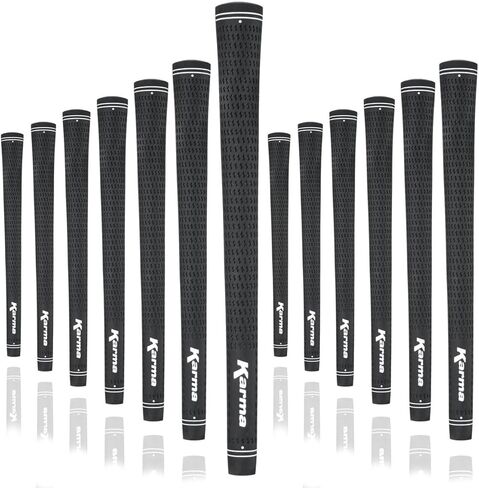 Karma Velour Ribbed Golf Club Grips for Men, Standard Size Black 13 Piece Set for Consistent Hand Placement in Saudi Arabia
