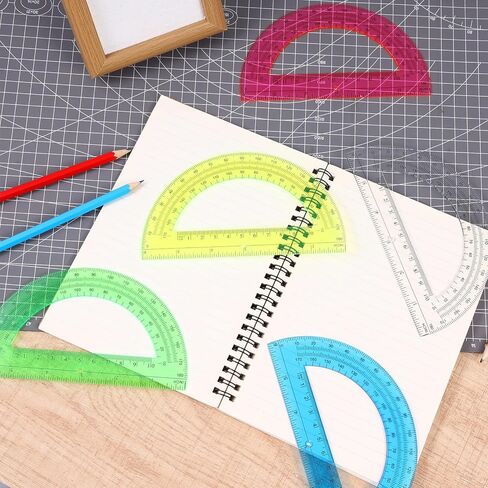 100 Pieces Protractors Bulk Plastic 180 Degrees 6 Inch Translucent Protractors for Geometry, Angle Measurement, 5 Colors in Saudi Arabia