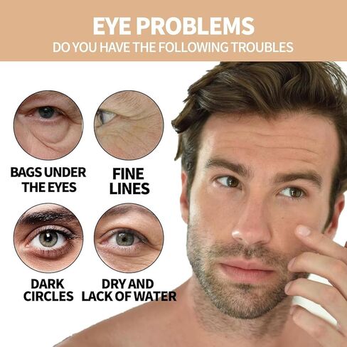 عصا إصلاح العين للرجال، أسطوانة تحت العين لأكياس العيون والهالات السوداء، عصا تبريد ترطب وتزيل الانتفاخ، تركيبة لطيفة وطبيعية (قطعة واحدة، 0.35 أونصة سائلة) in Kuwait