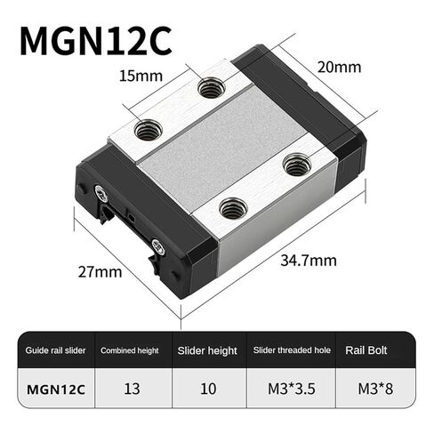 1 Linear Guide + 1 MGN12C Black Stainless Steel Slide 100-550mm(100mm) in Saudi Arabia