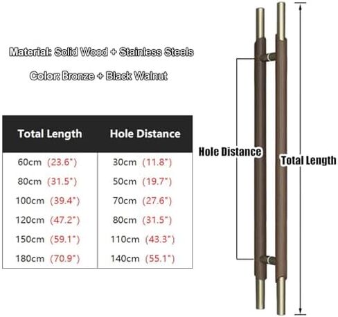 Modern Solid Wood Door Pull Handle for Glass Doors Long Push Pull Handle for Front Doors Commercial Bar Pull Handle for Shops and Residential Use Stylish and Durable (Color: Style2 in Saudi Arabia