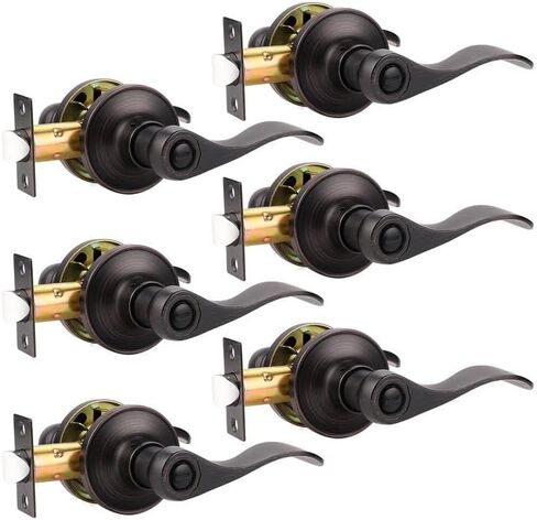 3 حزمة الخصوصية قفل باب الحمام رافعة بدون مفتاح لا مفاتيح قفل الباب، اليد اليمنى / اليسرى عكسها، النفط يفرك عتلات الباب البرونزية الأجهزة in Kuwait