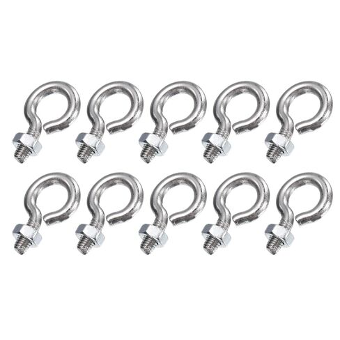 uxcell 10 Pack Eye Bolts, M3 x 9mm 304 Stainless Steel Threaded Eyebolt Silver Eye Hooks with Nut for Hanging or Securing Cables in Saudi Arabia
