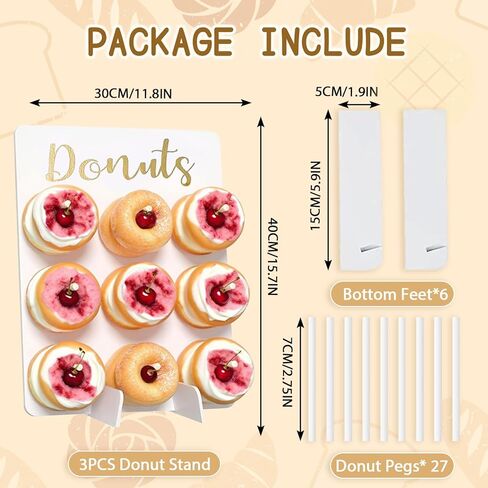 Christmas Decor 3Pcs Donut Wall Display Stand Donut Board Doughnut Bar Display Donut Decor for Baby Showers Birthday Bridal Shower Wedding Party Treat in Kuwait