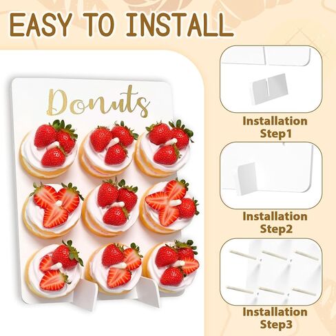 Christmas Decor 3Pcs Donut Wall Display Stand Donut Board Doughnut Bar Display Donut Decor for Baby Showers Birthday Bridal Shower Wedding Party Treat in Kuwait