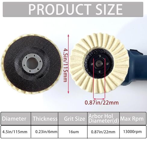 2 PCS Buffing Polishing Wheel, Wool Polishing Pad, Disc Polishing Wheel for Angle Grinders 4.53-in, Suitable for Metal, Wood and Stone, for Polishing Rusted Metal, Stainless Steel & Marble Countertops in Saudi Arabia