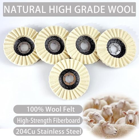 2 PCS Buffing Polishing Wheel, Wool Polishing Pad, Disc Polishing Wheel for Angle Grinders 4.53-in, Suitable for Metal, Wood and Stone, for Polishing Rusted Metal, Stainless Steel & Marble Countertops in Saudi Arabia