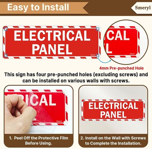 Electrical Panel Signs, 9" x 3" Electrical Panel Labels, Self-Adhesive Backing, Thick Acrylic, Weatherproof, Outdoors or Indoors Use, Easy to Install, 2 Pack in Saudi Arabia
