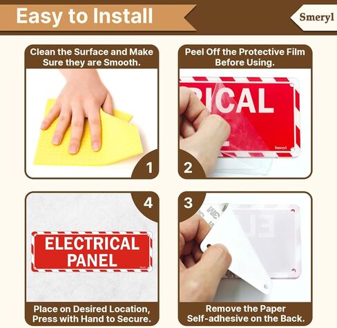 Electrical Panel Signs, 9" x 3" Electrical Panel Labels, Self-Adhesive Backing, Thick Acrylic, Weatherproof, Outdoors or Indoors Use, Easy to Install, 2 Pack in Saudi Arabia