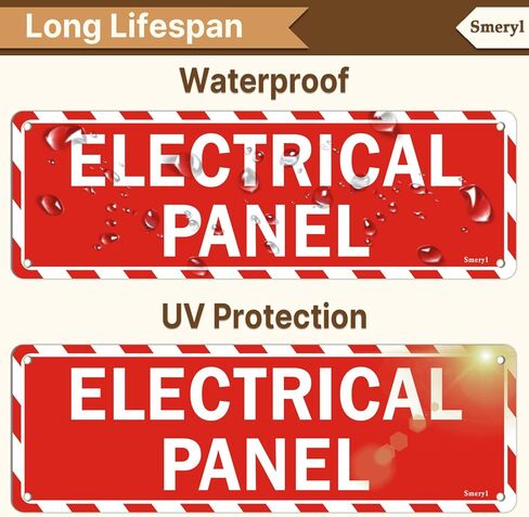 Electrical Panel Signs, 9" x 3" Electrical Panel Labels, Self-Adhesive Backing, Thick Acrylic, Weatherproof, Outdoors or Indoors Use, Easy to Install, 2 Pack in Saudi Arabia