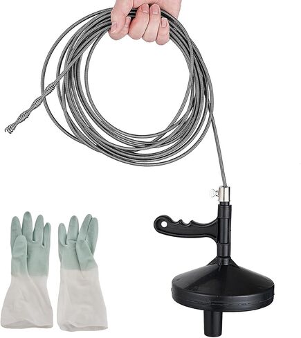 25 Ft Heavy Duty Drain Auger & Plumbing Snake, Sewer Snake for Bathtub, Shower, Sink, Toilet Drain Clog Removal, Manual Drill Pipe Snake Tool with Gloves, Destapa Cañerias Serpiente de Drenaje in Saudi Arabia