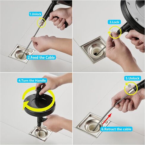 25 Ft Heavy Duty Drain Auger & Plumbing Snake, Sewer Snake for Bathtub, Shower, Sink, Toilet Drain Clog Removal, Manual Drill Pipe Snake Tool with Gloves, Destapa Cañerias Serpiente de Drenaje in Saudi Arabia