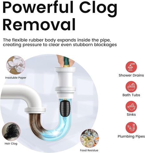 مجموعة أدوات تنظيف الصرف المكونة من 3 قطع، مزيل الانسداد الذي يعمل بالطاقة المائية لأنابيب مستقيمة مقاس 1 بوصة - 6 بوصة، خرطوم بطول 10 أقدام مع صمام إغلاق ومحول صنبور نحاسي، مثالي لمصارف الأرضيات وعمليات التنظيف والخطوط الرئيسية in Kuwait