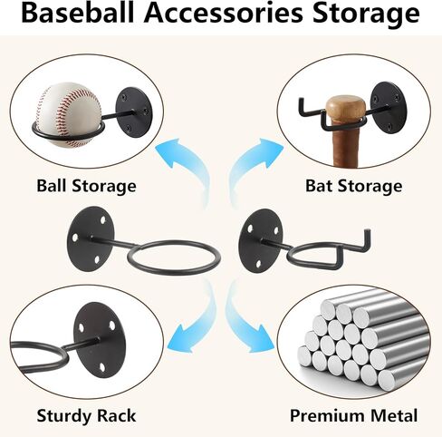 4 قطعة رفوف مضرب بيسبول مثبتة على الحائط حامل كرة البيسبول والخفافيش والكرة رف تذكارات عرض إكسسوارات رياضية in Kuwait