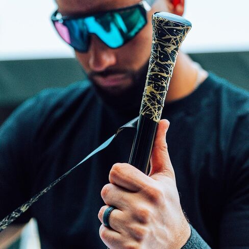 شريط مضرب بيسبول Supacaz Super Sticky Kush Gold Splat - لفافة مضرب البيسبول - قبضة مضرب دوري بيج عالية الأداء - 0.5 مم in Saudi Arabia