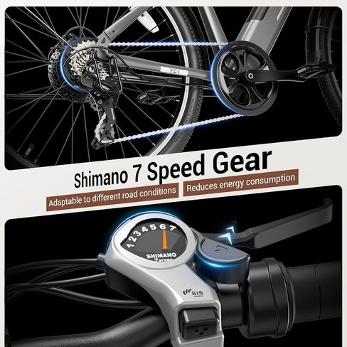 Electric Bike for Adults, Ebike 1000W Peak Motor, 25MPH Commuter Ebike, Up to 40 Miles Range, 26" Electric Bicycle for Adults with 375WH Removable Battery, All-Terrain E-Bike for Leisure(Gray) in Saudi Arabia