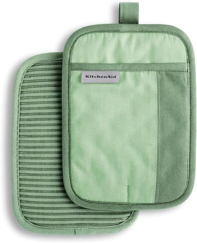 KitchenAid Beacon Two-Tone Non-Slip Pot Holder Set, Pistachio/Graphite Green, 7"x10", 2 Piece in Saudi Arabia
