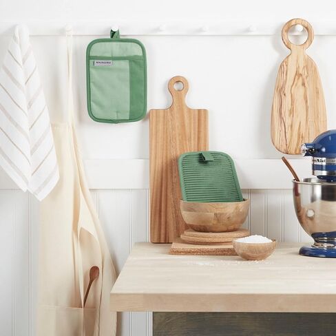 KitchenAid Beacon Two-Tone Non-Slip Pot Holder Set, Pistachio/Graphite Green, 7"x10", 2 Piece in Saudi Arabia