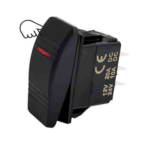 مقاوم للماء 12 فولت 24 فولت الروك التبديل SPST لحظة على الخروج مع ضوء LED أحمر للسيارات البحرية UTV in Kuwait